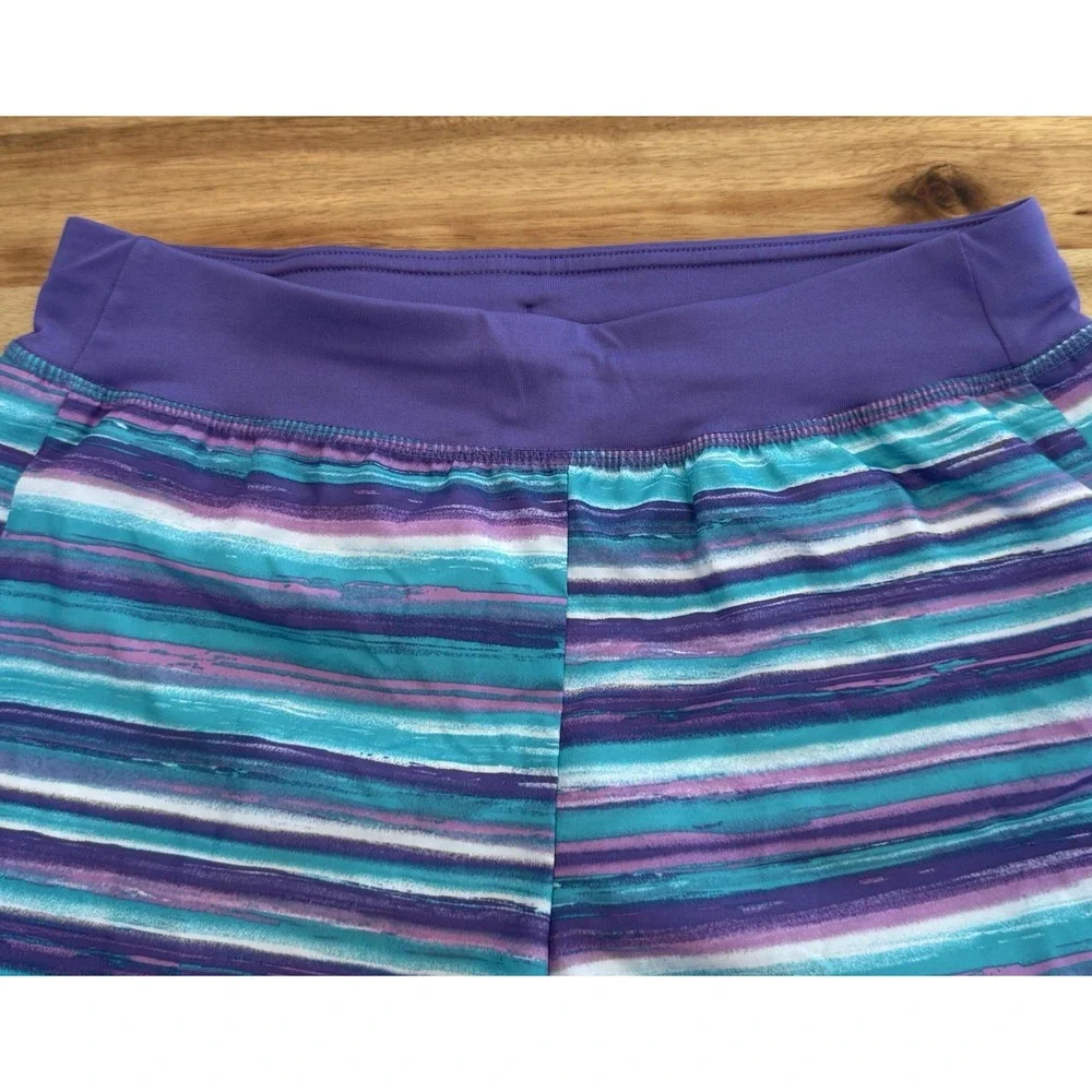 Athletic Works DriWorks Girls Active Running Shorts Purple Teal Lined Size 14/16
